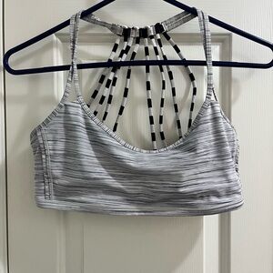 Lululemon Athletica Black and Gray Striped Sports Bra